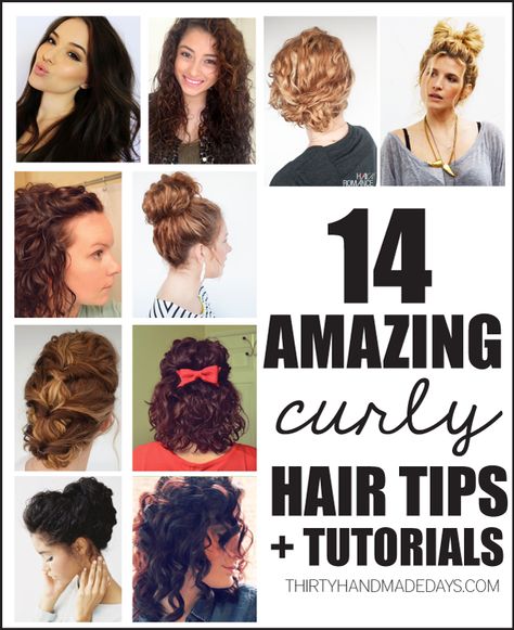 14 Amazing Curly Hair Tips + Tutorials from www.thirtyhandmadedays.com Curly Hairstyles Tutorial, Hairstyles Tutorial, Curly Hair Tutorial, Hair Tutorials Easy, Short Hair Tutorial, Hair Brained, Curly Hair Tips, Curly Girl, Curly Hairstyles