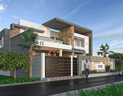 Modern Bungalow Exterior, Modern Bungalow House Design, 2 Storey House Design, House Roof Design, Compound Wall, Bungalow Exterior, Small House Design Exterior, Best Modern House Design, Small House Elevation Design