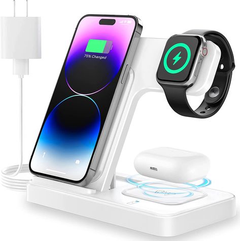 3 in 1 Charging Station The wireless charger conveniently charges for your iPhone, Apple Watch,AirPods,and other devices with wireless charging capability simultaneously. The charging station make powering up your entire desktop and nightstand a breeze say goodbye tangled cords. iPhone 14,13,12,11 Pro/Max/Mini/Plus,X,XR,XS/Max,SE,8/Plus, iWatch 8/7/6/5/4/3/2/SE, AirPods 2/3/pro/pro 2. [Fast Wireless Charger] Best Charging Station, Iphone Charging Station, Phone Charging Stations, Cell Phone Charging Station, Phone Charger Station, Wireless Charger Iphone, Phone Charging Station, Phone Power Bank, Wireless Charging Station