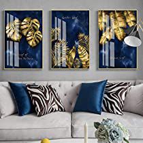 Nordic Art Print, Wall Art Prints Living Room, Blue Room Decor, Blue Living Room Decor, Texture Canvas, Gold Living Room, Living Room Decor Colors, Painting For Living Room, Leaf Wall Art