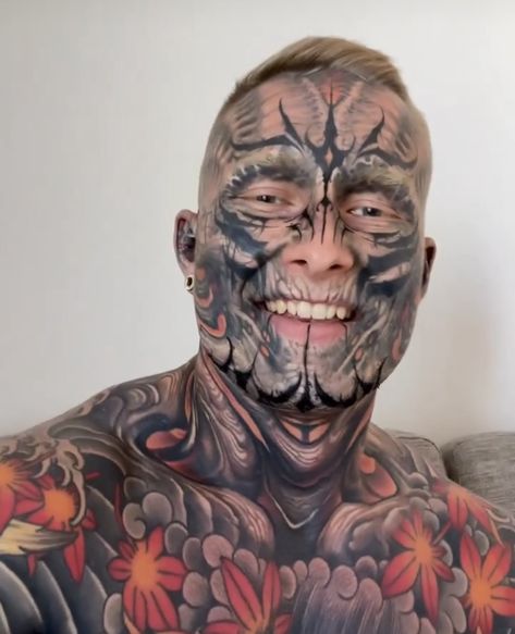 Face Tattoo Men, Mens Body Tattoos, Mens Body, Tattooed Men, Tatted Men, Tattoos Men, Full Body Tattoo, Face Tattoos, Body Modification