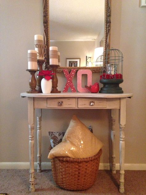 Valentine Entryway Table, Entryway Table Valentines Decor, Valentines Console Table Decor, Valentine Table Sign, Valentine’s Day Entry Table, Christkas Entry Way Table Eith Mirror, Farmhouse Entry Table, Small Entryway Table, Valentine Craft Decorations