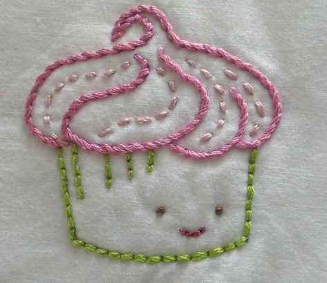 Embroidery Cupcake, Cupcake Embroidery, Cute Sweets, Thick Embroidery, Animal Embroidery Patterns, Cupcake Inspiration, Baby Dress Embroidery, Wild Olive, Ideas Embroidery