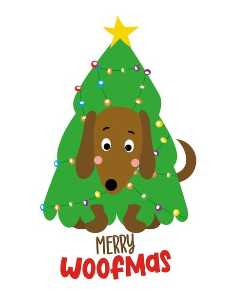 Merry Woofmas - Calligraphy phrase for Christmas. Hand drawn lettering for Xmas greeting cards, invitation. Good for t-shirt, mug, gift, printing press. Adorable dachshund dog. Merry Woofmas, Merry Christmas Dog, Xmas Greeting Cards, Xmas Greetings, Cards Invitation, Hand Drawn Lettering, Merry Christmas Card, Printing Press, Dachshund Dog