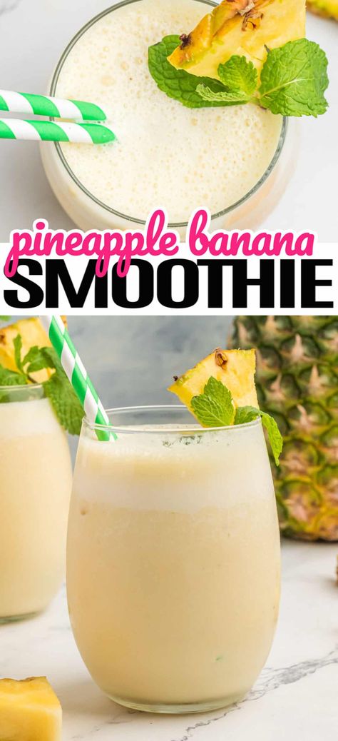 Pineapple Yogurt Smoothie, Pineapple Smoothie Healthy, Banana Shake Recipe, Pineapple Breakfast, Tropical Fruit Smoothie, Pineapple Banana Smoothie, Pineapple Smoothie Recipes, Blueberry Banana Smoothie, Breakfast Juice