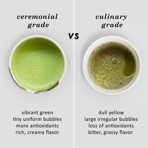 ALL FROTH. Did you know the layer of foam on your matcha speaks volumes about its quality? Don't get fooled by the words 'ceremonial grade' again. ⠀⠀⠀⠀ ⠀⠀⠀⠀ Small, even bubbles can only be whisked up using stone ground matcha. This ancient process takes ages but yields finer matcha particles without heat. No heat = more antioxidants, enzymes, amino acids and rich, creamy flavor. ⠀⠀⠀⠀ ⠀ ⠀⠀&#10 Matcha Vs Coffee, Matcha Health Benefits, Matcha Tea Recipes, Pique Tea, What Is Matcha, Matcha Green Tea Recipes, Green Tea Recipes, Ceremonial Grade Matcha, Ceremonial Matcha