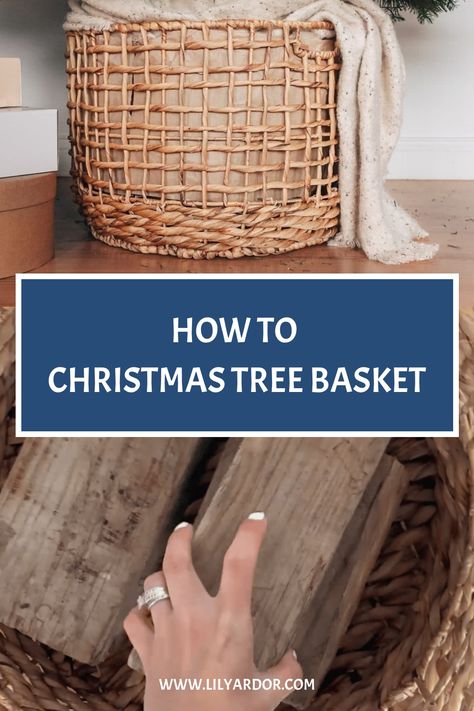 Hi everyone, today I’m sharing how I styled my christmas tree in a basket. I originally shared this as a quick video only on instagram but, have had so many questions about it that I’ve How To Style A Blanket Basket, Christmas Tree In A Basket Ideas, Blankets In A Basket, Floor Basket Decor Ideas, Stain Wood Furniture, Christmas Tree In A Basket, Ikea Christmas Tree, Tree In Basket, How To Stain Wood