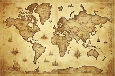 ai gerado ótimo detalhado ilustração do a mundo mapa dentro vintage estilo. ai gerado Full World Map, Instagram Design Creative, Creative School Project Ideas, World Map Art, Ship Tattoo, Old Map, Map Wall Art, Game Board, Instagram Design