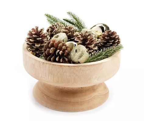 Winter Wonder Lane Bell, Pine & Pinecone Bowl Filler | Big Lots Scented Pine Cones Decor, Holiday Bowl Fillers, Bowl Fillers Ideas Centerpieces, Decorative Bowl Filler Ideas, Bowl Centerpiece Ideas, Pinecone Bowl, Diy Bowl Fillers, Phoenix Christmas, Christmas Bowl Fillers