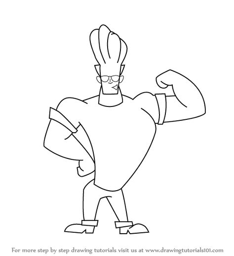 Learn How to Draw Johnny Bravo (Johnny Bravo) Step by Step : Drawing Tutorials Johnny Bravo Drawing, Johnny Bravo Tattoo Ideas, Johnny Bravo Art, Johny Bravo Tattoo, Johnny Bravo Tattoo, 90s Cartoons Characters Drawings, Johnny Bravo Cartoon, Dallas Tattoo, 90s Cartoon Characters