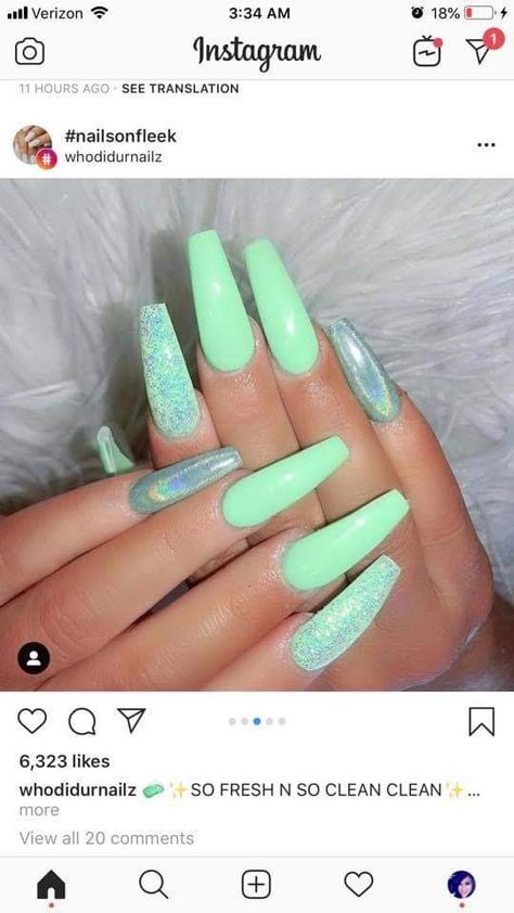 Lime Green Acrylic Nails, Acrylic Nails Black Women, Nails Black Women, Acrylic Nails Black, Bright Summer Acrylic Nails, Lime Green Nails, Shiny Nails Designs, Mint Green Nails, Solar Nails