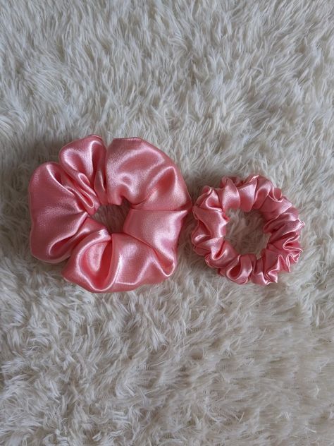 Pink satin scrunchies medium and small Pink Scrunchie, Satin Scrunchies, Goodie Bags, Pink Satin, Large Bags, Small Bags, Scrunchies, Gift Bag, Satin