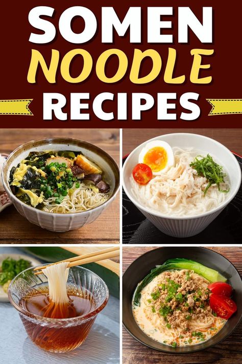 These somen noodle recipes are full of flavor and comfort! From soup to chilled noodles to salad, you'll love these tempting dishes. Japanese Somen Noodles, Cold Somen Noodles Recipes, Korean Somen Noodles Recipes, Somen Noodle Salad, Clear Noodle Soup, Japanese Somen Noodles Recipe, Somen Recipe, Somen Noodles Recipes, Somen Noodle Recipe