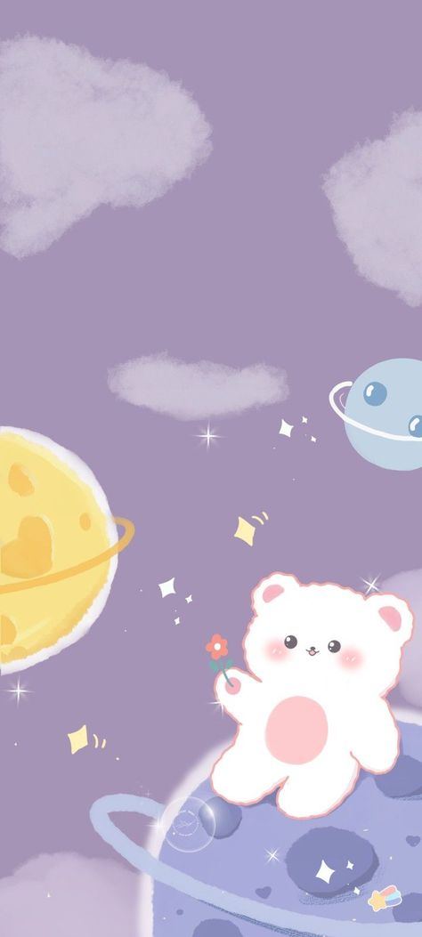 Wallpaper Cute Pastel, Cute Soft Wallpaper, Watercolor Wallpaper Phone, Sparkly Iphone Wallpaper, Purple Teddy Bear, Light Purple Wallpaper, Seni Pastel, Violet Pastel, Wallpaper Iphone Lucu