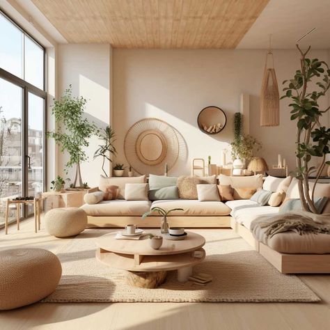 4+ Inspiring Ideas for Decorating a Japandi Style Living Room • 333+ Images • [ArtFacade] Japanese Boho Living Room, Japandi Sofa, Japandi Style Living Room, Luxurious Salon, Boho Living Room Inspiration, Tattoo Modern, Japandi Living Room, Japandi Interiors, Japandi Home