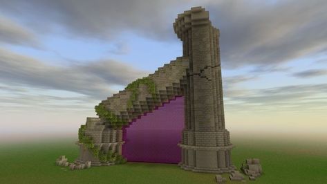 Minecraft End Portal Design, Dark Ruins, Minecraft Portal Design, Minecraft Portal, Minecraft Castle Designs, Nether Portal, Construction Minecraft, Minecraft Statues, Rumah Minecraft Sederhana