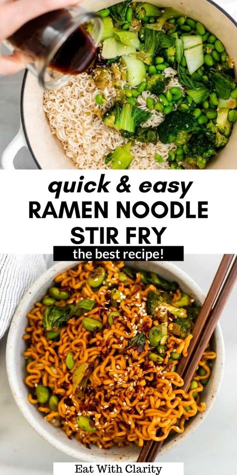 Meal Prep Ramen Noodles, Ramen With Veggies, Elevated Ramen Noodles, Meal Prep Ramen, Roman Noodles, Cooking Ramen, Top Ramen Recipes, Ramen Noodle Stir Fry, Broccoli Ramen