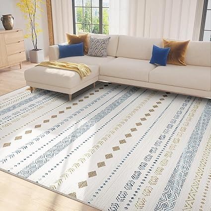 Amazon.com: RELEANY Area Rug 8x10 Washable Rugs for Living Room Rug Non-Slip, Soft Moroccan Geometric Farmhouse Low Pile Design Printed Carpet for Dining Room Bedroom Office Home Decor Blue Brown : Home & Kitchen Moroccan Farmhouse, Boho Living Room Rugs, Boho Rugs Living Room, Low Pile Carpet, Office Home Decor, Printed Carpet, 6x9 Area Rugs, Beautiful Room, 9x12 Area Rugs