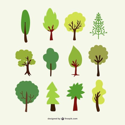 Tree Illust, Tree Drawing Simple, Flat Tree, Gingerbread House Patterns, Trees Vector, Pine Tree Silhouette, 달력 디자인, Drop Logo, Simple Tree