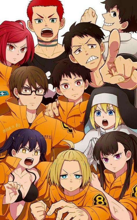 Fire Force Company 8, Fire Force Anime, Shinra Kusakabe, Anime Group, Japon Illustration, Fire Brigade, Fire Force, Cool Anime Wallpapers, Anime Wall Art