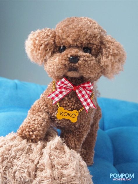 Pom Pom Puppies, Pom Pom Animals, Pom Dog, Needle Felting Diy, Custom Name Sign, Dog Custom, Dog Keychain, Pet Loss Gifts, Custom Dog Portraits