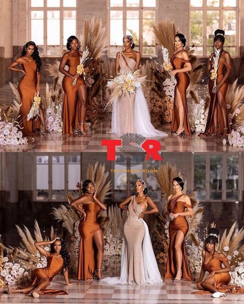 The Shade Room’s Instagram profile post: “#TSRCliquedUp: Whew! Whole bridal squad applying pressure 🥵😍🔥 #MelaninPoppin #BlackWomenAreITSweetie 📸: @stanlophotography” Black People Weddings, Brown Wedding Themes, Bridal Squad, African American Weddings, Brown Wedding, Wedding Photography Styles, Dream Wedding Ideas Dresses, Neutral Wedding, Bridesmaids And Groomsmen