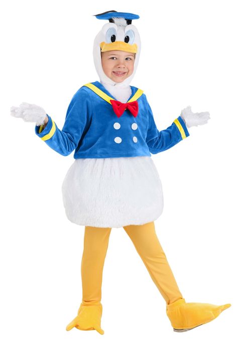 PRICES MAY VARY. Size: 2T COSTUME INCLUDES: This Disney's Donald Duck Costume for toddler boys and girls includes a tunic, leggings, a shirt, a hood, a pair of gloves, and a pair of shoe covers. FROM FUN COSTUMES: Halloween costumes are what we do and we're very excited to team up with Disney to make outfits based on their most beloved characters. Children are going to love roleplaying as the one and only Donald Duck with our exclusive kid's Donald Duck outfit. AUTHENTIC DESIGN: We designed this Donald Duck toddler costume to recreate the classic character's look and you will love that everything on the outfit looks just right. With colors and design details carefully chosen to be faithful to the animated character, this costume is crafted for authentic Disney fun. QUALITY COSTUME: Our cos Duck Costume For Kids, Donald Duck Costume, Mickey Mouse Headband, Toddler Boy Costumes, Duck Costume, Duck Costumes, Disney With A Toddler, Yellow Leggings, Duck Pins