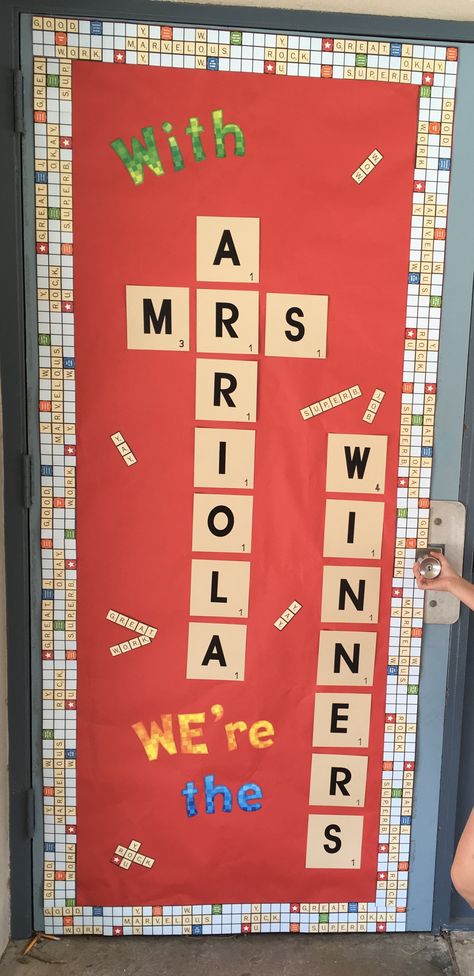 Scrabble Classroom Door, Board Game Themes, Teacher Appreciation Doors, Staff Appreciation Week, Multiple Intelligences, Door Poster, Teacher Doors, Problem Based Learning, Mom Party