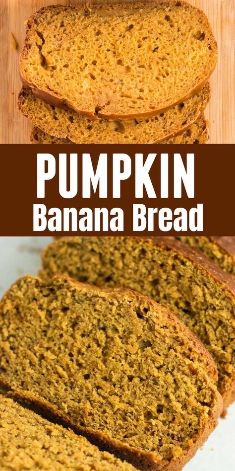 This healthy pumpkin banana bread recipe is perfect for fall baking! A delicious pumpkin bread made with greek yogurt. Pumpkin Banana Bread Healthy, Bread Made With Greek Yogurt, Healthy Pumpkin Banana Bread, Banana Sour Cream Cake, Pumpkin Banana Bread Recipe, Yogurt Banana Bread, Healthy Pumpkin Bread, Pumpkin Banana Bread, Pumpkin Loaf