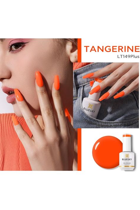 BLUESKY Gel Polish for Nails Color Tangerine,Salon Single Bottle Gel Soak Off Manicure at Home,Long Lasting &amp;Chip Resistant, Vegan, 15ml LT149P/TANGERINE Bluesky Gel Polish, Manicure At Home, Nails Inspiration, Gel Polish, Nail Colors, Beauty And Personal Care, Manicure, At Home, Long Lasting