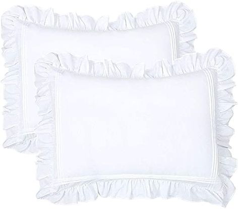 Bright Farmhouse, Ruffle Pillow Case, Shabby Chic Duvet, Pillow Shames, White Pillow Cases, Shabby Chic Pillows, Lace Pillow, Tassel Pillow, Ruffle Pillow