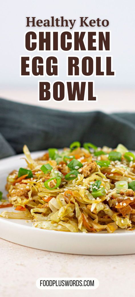 Create a simple keto-friendly egg roll bowl with sesame flavor that's quick to make. This is an ideal pairing for rice or noodles. Skip the deep-frying hassle and savor the ease of creating a delicious egg roll experience in a bowl. Enjoy the versatility of this recipe that complements various sides, making it a perfect addition to your recipe collection. Chicken Egg Roll Bowl, Eggs Rolls, Egg Roll Bowl, One Skillet Chicken, Chicken Egg Rolls, Eggroll In A Bowl, Egg Roll In A Bowl, Simple Keto, Egg Roll Recipes