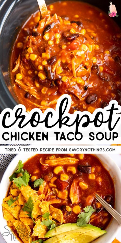 Chicken Taco Soup Recipes, Crockpot Chicken Taco Soup, Slow Cooker Chicken Taco Soup, Crockpot Recipes Mexican, Chicken Taco Soup Recipe, Soup For Dinner, Slow Cooker Chicken Tacos, Taco Soup Crock Pot, Soup Rice