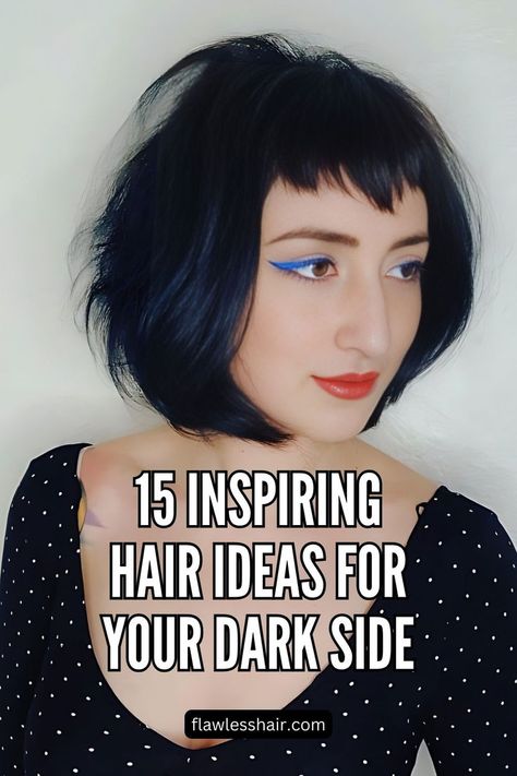 Goth Bob Bettie Bangs Short Hair, Goth Hair Ideas, Goth Curtains, Betty Bangs, V Bangs, Creative Styling, Choppy Bangs, Short Dark Hair, Goth Hair