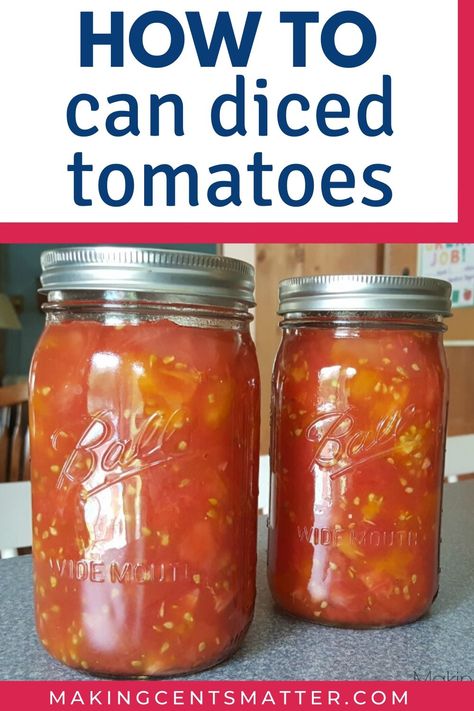 Learn how to can diced tomatoes today with this step by step tutorial. Pressure Canning Diced Tomatoes, Homesteading Checklist, Canning Chili, Recipes With Diced Tomatoes, Canned Diced Tomatoes, Can Tomato Sauce, Canning Rack, Can Diced Tomatoes, Frugal Recipes