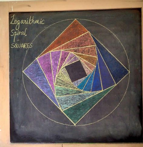 Waldorf Geometry, Fibonacci Art, Math Art Projects, Blackboard Art, Form Drawing, Chalkboard Drawings, Geometric Pattern Art, Rainbow Quilt, Geometric Drawing