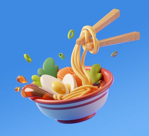 WOK | 3D illustration by Nadia Nazarova on Dribbble Best Blender, Jelly Wallpaper, Ar Vr, Art Animation, Illustration Food, 3d Icons, 3d Artwork, Simple Illustration, 3d Modelling