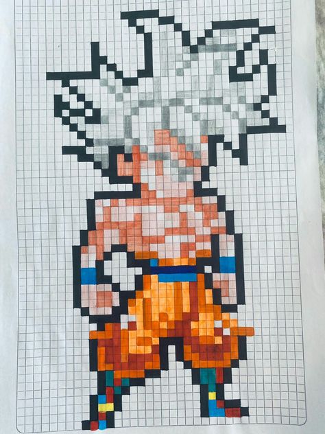 Pixel Art Dragon Ball, Pixel Art Manga, Pixel Dragon, Goku Drawing, Graph Paper Drawings, Diy Perler Bead Crafts, Pixel Art Grid, Naruto Fan Art, Minecraft Pixel Art