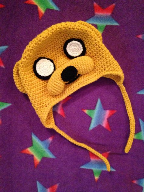 Adventure Time Crochet, Crochet Dog Hat, Jake The Dog, Funky Hats, Crocheted Hat, Time Series, Dog Hat, Fun Crochet Projects, Naha