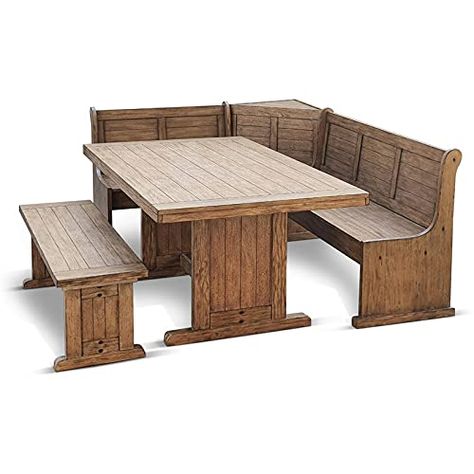 PRICES MAY VARY. Materials: Wood Finish: Buckskin - Taupe brown Lift seats Hidden storage in benches Reversible benches The Pemberly Row Breakfast Nook Set has been skillfully crafted with mahogany wood that accentuate its beauty. The versatile storage benches are reversible to fit any space's style and function.  Features :  - Materials: Wood - Finish: Buckskin - Taupe brown - Lift seats - Hidden storage in benches - Reversible benches - Elegant Finish - Great for small spaces - Wood type: Maho Wood Breakfast Nook, Corner Dining Table, Rustic Dining Set, Breakfast Nook Set, Nook Table, Storage Benches, Dining Furniture Sets, Kitchen Table Settings, Dining Nook