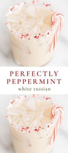 White Holiday Drinks, White Christmas Drinks For Adults, Peppermint Mixed Drinks, Holiday White Russian Recipe, Christmas Drinks With Peppermint Vodka, Pepermint Vodka Cocktails, Cocktails With Half And Half, Peppermint Schnapps Cocktails, Holiday Cocktails Peppermint