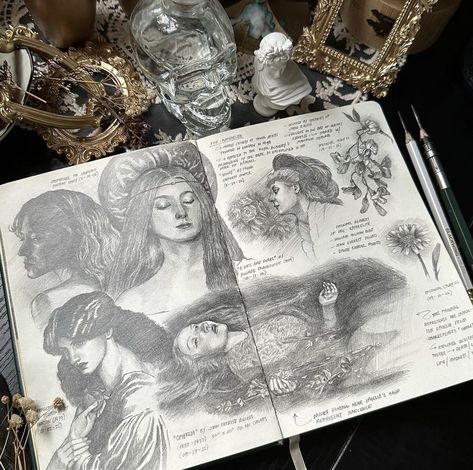 Pencil Sketchbook, Sketchbook Drawings, Sketchbook Art Journal, Pre Raphaelite, Art Diary, Sketchbook Inspiration, Realistic Art, Ink Illustrations, Hand Art