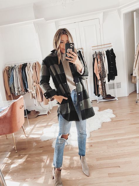 Shacket Outfit Women, Shirt Jacket Outfit, Shacket Outfit, Inspo Fits, Buffalo Plaid Shirt, Jacket Outfit, Layering Outfits, Bb Dakota, Fall Winter Outfits