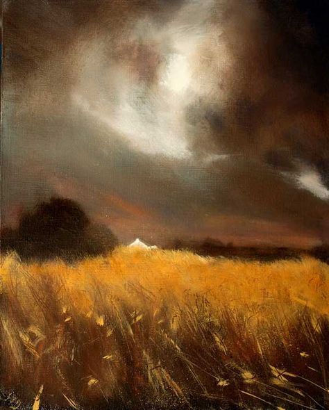 Barley Field, Golden Field, Irish Landscape, Wheat Field, Irish Art, Abstract Art Landscape, Abstract Landscape Painting, Pastel Art, Pastel Painting