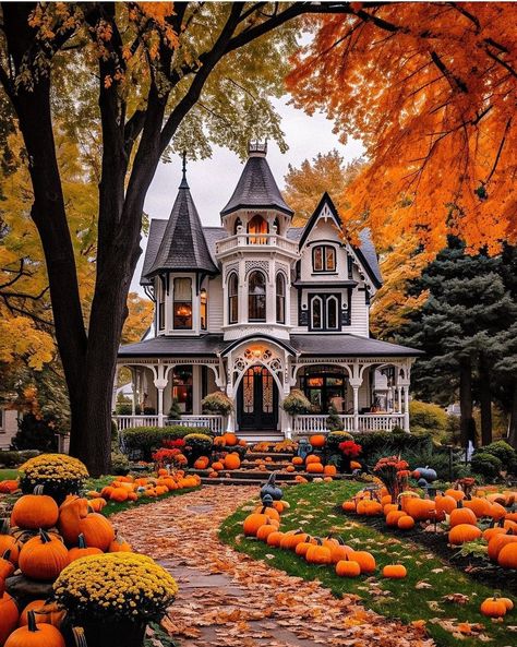 Cottage Home Renovation, Cottage Victorian House, Victorian Manor Exterior, Small Victorian Home Exterior, Old Vintage House Exterior, Art Nouveau House Exterior, Victorian Homes Fall, Vampire House Aesthetic Exterior, Victorian Gothic House Exterior