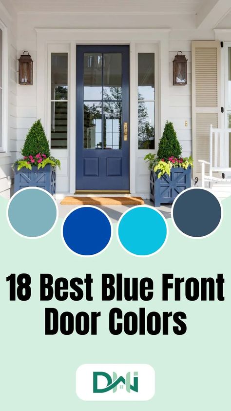 Discover the benefits of using blue front door color for home exteriors, including tips for selecting the right shade, complementary colors and styling ideas. Teal Door Colors, Turquoise Doors Front Entrance, Tan House Blue Door, Best Blue Front Door Colors, Stiffkey Blue Front Door, Blue House Front Door Color, Hale Navy Front Door, Blue Front Door Paint Colors, Fun Front Door Colors