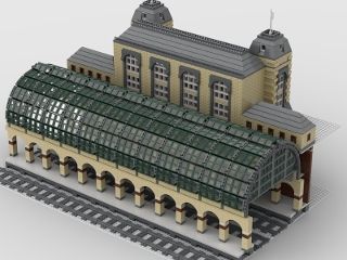 Minecraft Train Station, Living Room With Piano, Horizontal Windows, Lego Train Station, Lego Station, Brown Shutters, Minecraft Skyscraper, Arched Roof, Lego City Undercover