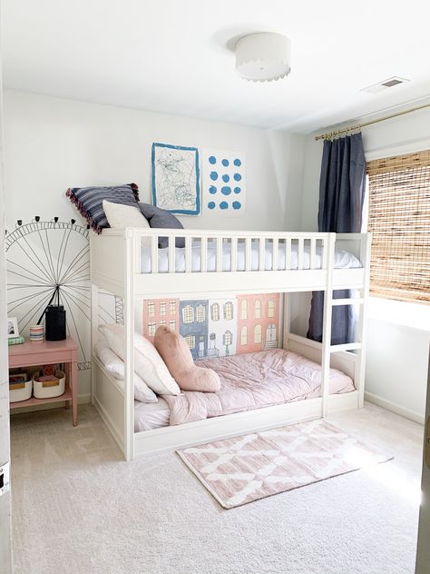 Shared Bedroom With Bunk Beds, Pottery Barn Home, Bunk Beds For Girls Room, Boy And Girl Shared Room, Barn Bedroom, Boy And Girl Shared Bedroom, Bed For Girls Room, Girls Bunk Beds, Kids Rooms Shared