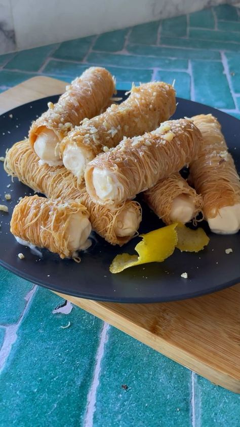 Use Kataifi Pastry (or string Pastry) to create these delicious frozen ice cream cigars. Pop them in the freezer, they're a great make-ahead dessert. Head to our website for this and other great Kataifi dessert recipes: https://antonioufillo.com.au/blog/recipes/kataifi-ice-crea-cigars Video and recipe: Mary's Kouzina. Funnel Cake Toppings, Funnel Cake Bites Recipe, Cake Bites Recipe, Kataifi Pastry, Filo Pastry Recipes, Funnel Cake Bites, Phyllo Dough Recipes, Finger Food Desserts, Funnel Cake Recipe