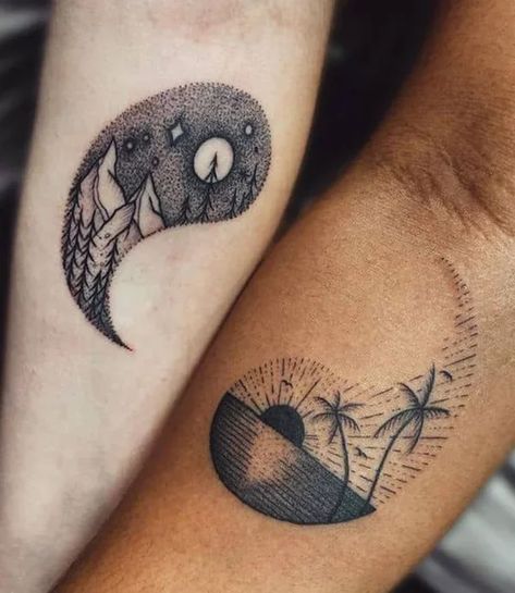 60 Best Yin-Yang Tattoos to Express Your Individuality in 2023 Best Friend Tattoos Small, Cute Best Friend Tattoos, Friend Tattoos Small, Matching Bff Tattoos, Matching Friend Tattoos, Tattoos And Meanings, Tattoo Placements, Matching Best Friend Tattoos, Cute Couple Tattoos